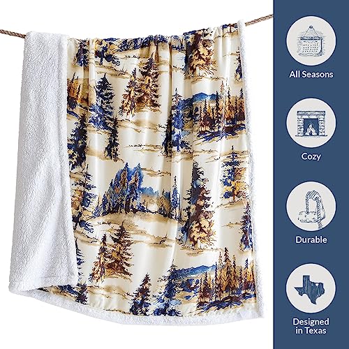 Paseo Road Indigo Hill by HiEnd Accents Acadia 54x68 Throw Blanket | Forest Pine Trees Nature Woodland Mountain Print, Western Cabin Lodge Rustic-Style Fleece Blanket for Camping - color: Acadia Pine Trees