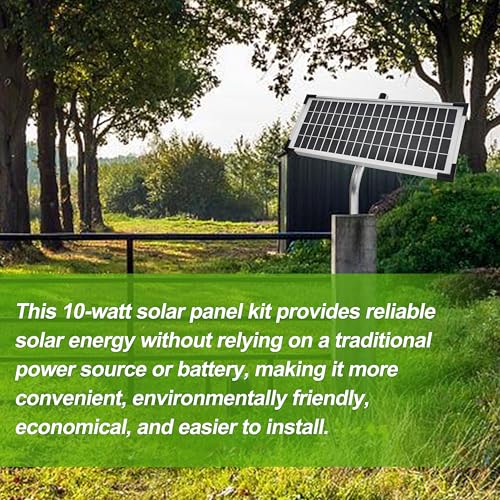Solar Panel Kit FM123 Compatible with Mighty Mule Automatic Gate Openers | Compatible with FM200, FM350, FM500, FM502, MM360, MM260, MM262, MM560, MM562, EZGO-SOLAR, DIAMOND Series，10 Watt