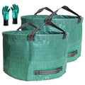 Standard 2-Pack 46 Gallon Lawn Garden Bags (D26,H19 in) Yard Waste Bags W/Gardening Gloves for Leaf Bag,Yard Debris,Trash Container,Recycling Bin,Camping Waste Bin,Grass Clippings,Weeds Bag 4 Handles