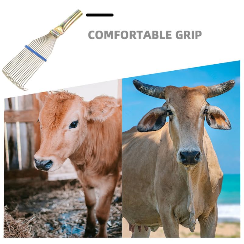 HEMOTON 2pcs Horse Deshedding Brush Ergonomic Grooming Tool with Wire Bristles Curved Rake for Comfortable Shedding Removal From Equine Cattle Coats | Steel Wire Build, Ergonomic Handle, Easy to Clean with Water, 2 Pack Set