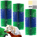 3 Pack Livestock Scratching Brush, Blue and Green | Animal Scratcher, Itch Relief Grooming, Horse Goat Cow Scratcher, Fence Post Mounting, Durable Bristles, Farm Livestock Care - color: Blue and Green