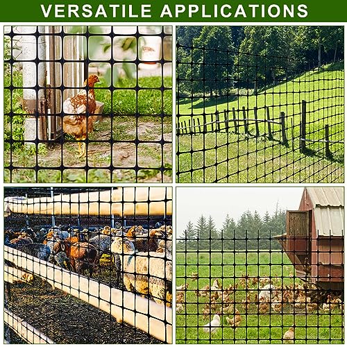 Windyun 2 Rolls 2'x100' Plastic Mesh Fence for Garden | Black HDPE Reusable Mesh Fence Roll,200 ft Coverage Plastic Netting for Garden Yard Backyard Chicken Rabbit Dogs - size: 100 ft