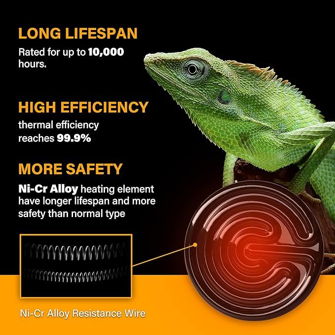 HealSmart Reptile Heat Lamp 150W 2-Pack Ceramic Heat Emitter, No Light Emitting Heat Bulbs for Amphibian Pet Brooder Coop Incubating Chicken, Lizard Bearded Dragon Turtle Snake Terrarium - size: 150 Watts, style: D-85mm (3.35") *2 Pcs