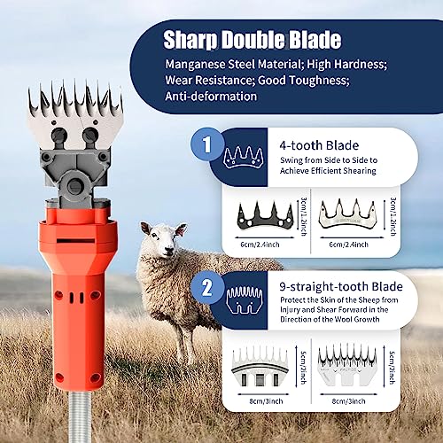 1200W Sheep Shears, Electric Sheep Clipper, 2800RPM Professional Animal Shearing Machine with Carrying Case, Heavy Duty Livestock Haircut for Sheep Alpacas Goats and Thick Coat Animals Haircut