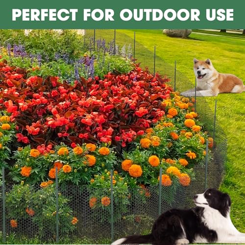 Marsui Animal Barrier Fence 12in x 66ft No Dig Garden Fence Mesh Fencing with Steel Stake Movable Portable Temporary for Poultry Dogs Rabbits Chicken Snake Barrier Garden Backyard Outdoor - size: 12in x 66ft