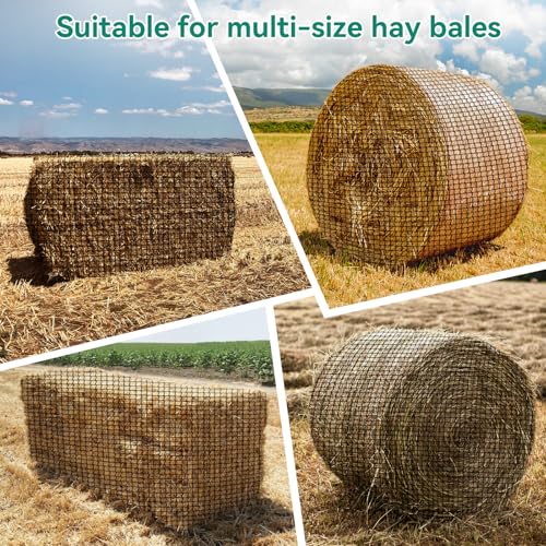 5x5 Ft Knotless Round Bale Hay Net for Horses, Livestock Feeder | Heavy Gauge Knotless Slow Feed Round Bale Hay Feeder, Ideal Feeding Net for Horses, Cattle and Sheep on Farms & Pastures