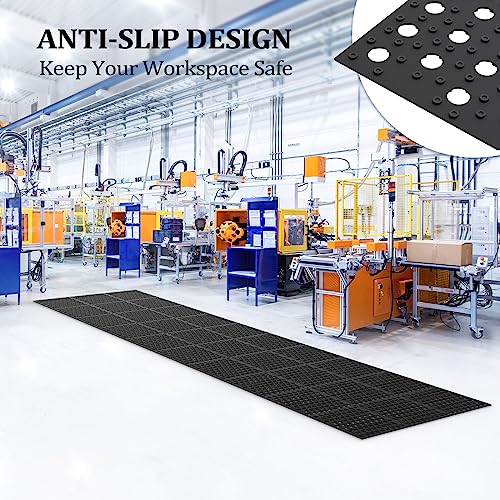 ROVSUN Rubber Floor Mat with Holes, 3x10 FT Hollow Large Mat Roll, Anti-Fatigue/Non-Slip Drainage Mat, for Industrial Kitchen Restaurant Bar Bathroom, Indoor/Outdoor Cushion (2 Packs) - size: 36x118 in.(3x10 ft)