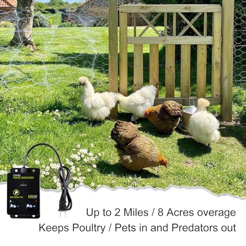 Electric Fence Energizer for Preventing Wild Animals Intruding, CINVEI 2-Mile Electric Fence Energizer for Preventing Wild Animals Intruding 8 Acres Output Voltage 5000V, 0.1 Joule