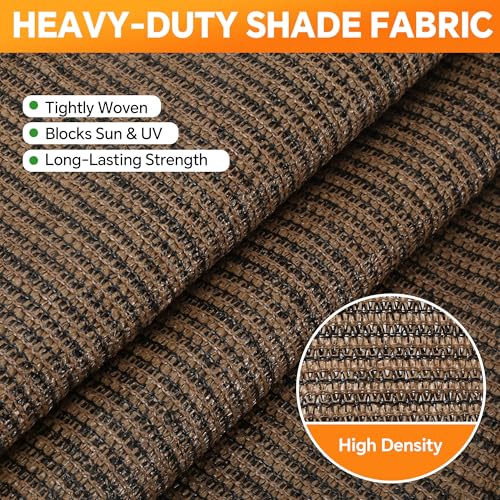 90% Sun Shade Cloth with Grommets, 8' x 12' Pergola Shade Cover Canopy, Breathable HDPE Mesh Tarp for Patio, Garden, Backyard, Porch and Outdoor Privacy, Mocha - size: 8'x12'