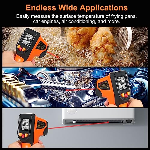 Industrial Meter Industrial Measuring Meter Digital Thermometer -50~600℃ Infrared Thermometer Thermometer Infrared Thermometer Non-Contact Digital Gun -50°C~600°C (-58°F~1112°F) with