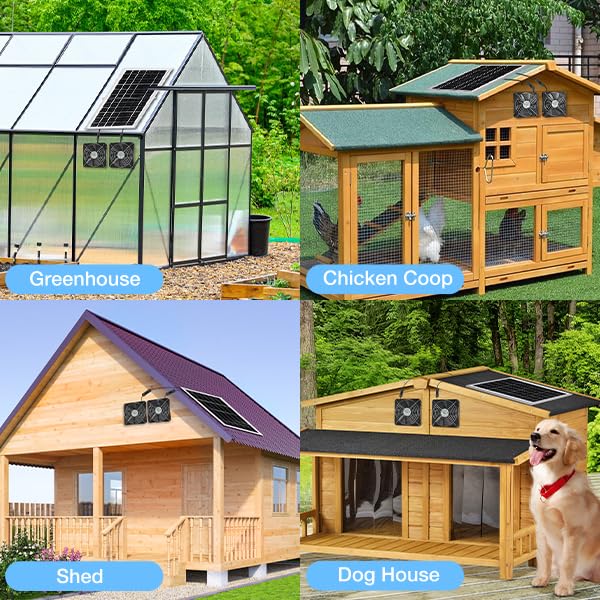 Fanspex 5.5" Solar 2 Fan Kit Waterproofed for Chicken Coop & Greenhouse | High Velocity Solar Powered Fans for Outdoor Shed Intake or Exhaust Air - size: 5.5" 2 Fan Kit