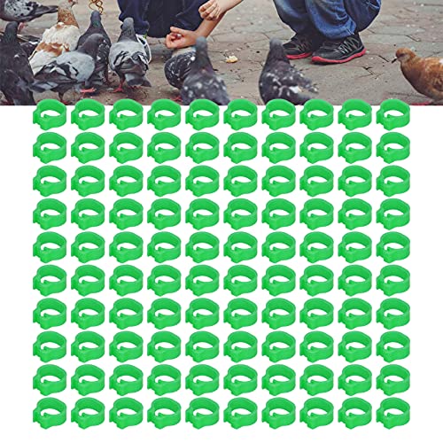 Zerodis 100PCS 8mm Leg Rings, Plastic Identification Bands for Pigeons, with Reusable Easy to Install for Poultry Dove Marking (Green) - color: Green