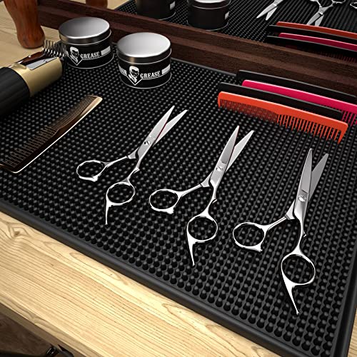 18x12in Barber Station Mat for Hair Styling Tools, Non-Slip Bar Service Mat | Flexible Rubber Mat for Clippers Salon Tools, Professional Heavy Duty Salon and Barbershop Work Station Pads - size: 18x12x0.4 Inch (Pack of 1)