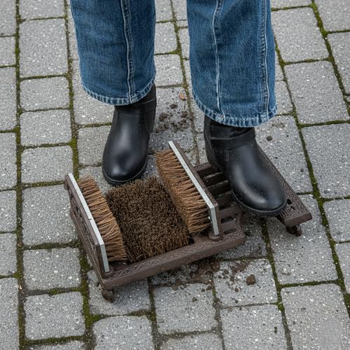 Boot Scraper Outdoor Shoe Brush with Flaps,Cleaning Heavy-Duty Shoe Cleaner and Boot Scrubber for Mud,Dirt, Snow,Durable Weather-Resistant Outdoor Shoe Cleaning Tool - color: Dark Coffee 16‘’