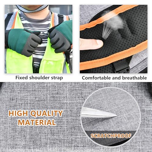 LOKASS 18.1-inch Heavy-Duty Tool Backpack, 75 Pockets, Gray | 110 lbs Load Tested, 1680D Tear-Resistant Fabric, Removable Tool Panel, Combination Lock, Electricians, HVAC Pros - color: Grey
