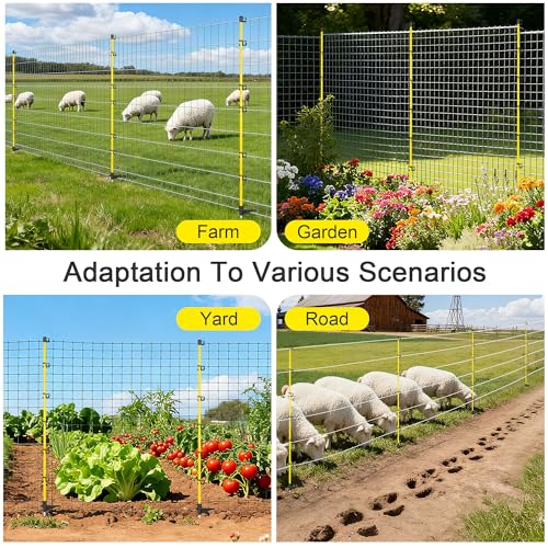 50 Inches Fiberglass Step in Electric Fence Posts,Temporary Fence Stakes for Cows,Sheep and Animals Fence,Snow Fence, Garden Protection,Portable Fence Ideal for Electric Fencing-20 Posts - style: 50Inch-20 Pack