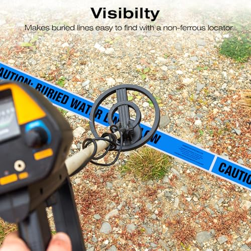 1000 Feet Caution Water Line Below Blue/Black Print Safety Tape with Above-Ground Caution Tag, 2 Inch x Foot 5 Mil, Detectable 2-Inch - style: Caution Buried Water Line