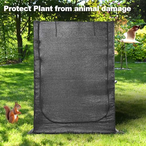 Portable Large 4'x4' Sunshade Cloth Gardening Net,Easy Set up Crops Shade Net 5.7FT Tall Cover, UV Resistant Plant 80% Sunblock for Vegetables,Fruits and Mini Flower Pot with Stakes - size: 4X4X5.74FT