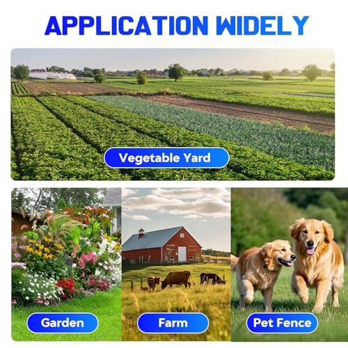 12KV DC AC Powered Electric Fence Charger, 15 Miles 4 Joules Pulse | Waterproof EF-03 Fence Kit for Livestock & Farm, Includes Warning Signs, LED Indicator, for Animals Poultry Ranches Gardens - color: Blue