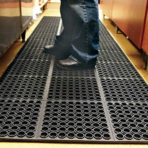 Anti-Fatigue Rubber Floor Mat - NANBOWANG Commercial Grade Interlocking Non-Slip Recycle Tyre Floor Mats for Restaurant Kitchen Bar Garden Outdoor Wet Area(36"x 36") - size: 36"L x 36"W x 0.8"Th