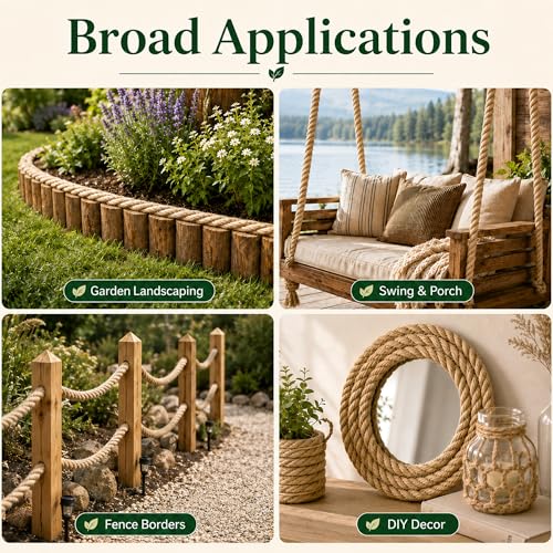 Twisted Manila Natural Jute Rope (1 Inch x 200 Feet) Thick Hemp Rope for Crafts, Nautical, Railings, Hammock, Decorating - size: 1 Inch x 200 Feet