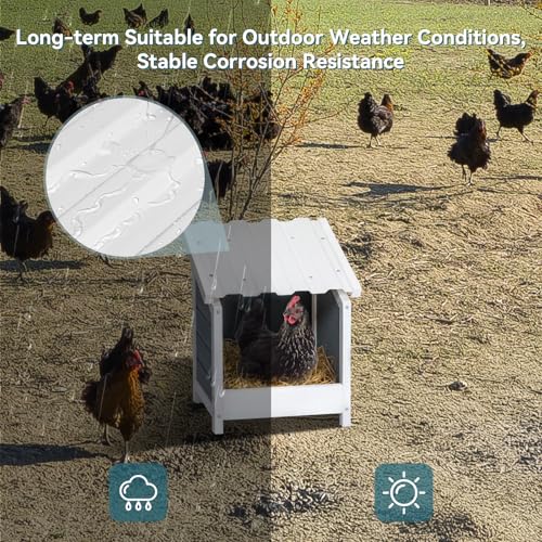 PETSFIT 1 Hole Chicken Nesting Box, PVC Waterproof Roof, Privacy Cover | Wall Mounted or Floor Use, Natural Fir Wood, Easy to Assemble and Clean, For Backyard Coops and Farms, Fits Standard Hens - size: 1 Holes