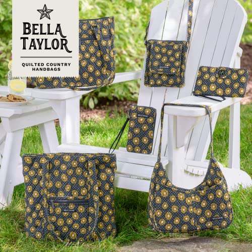 Bella Taylor Large Tote, Quilted Shoulder Bag for Women | Lightweight, 6-pocket large quilted purse, machine washable, zippered top, ultimate organization, durable construction - color: Dotted Daisy Charcoal