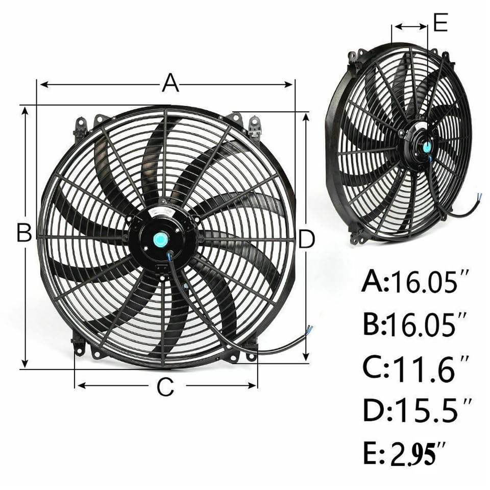 16'' 12V Pull/Push Fan Radiator Electric Cooling Thermo Fan & Mounting Kit
