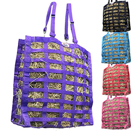 Derby Originals Supreme 4-Sided Slow Feed Hay Bag – Patented, 1-Year Warranty, 3.5" & 1.75" Openings - color: Purple