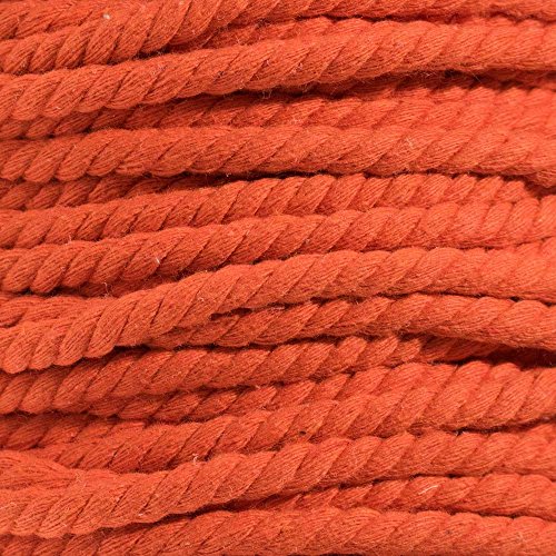 Twisted Natural Cotton Rope - 1/4 Inch - Solid Colors - Available in Lengths of 10 Feet, 25 Feet, 50 Feet, and 100 Feet - color: Orange, size: 10 feet