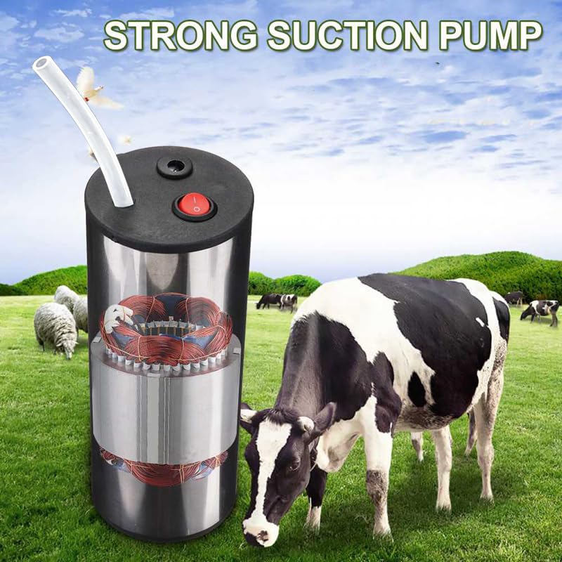 3L Goat Milking Machine, Portable Goat Milker Machine, Electric Milking Machine for Goats, Pulsation Vacuum Electric Suction Pump, with 2 Teat Cups, 1 Stainless Steel Bucket