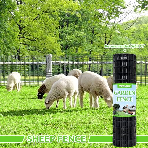Black PVC Coated Welded Wire Fencing,2"x4" 14 Gauge,60inch H x 50ft L Garden Wire Fence Roll,2/3/4/5/6ft Tall x 50/100 ft Long Vinyl Coating Metal Wire Mesh for Yard,Farm,Dog,Vegetable Protection - color: Black, size: 2"x4" 60inx50ft