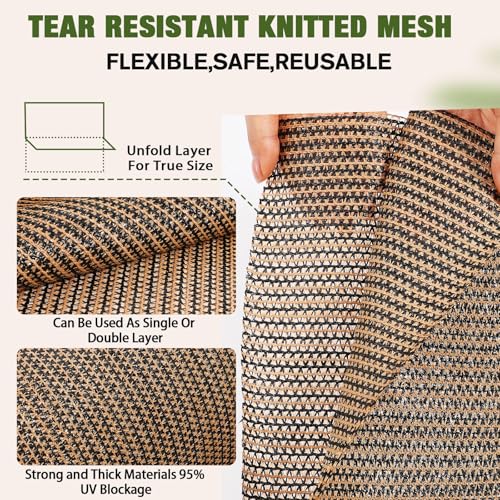 95% 6ft x 100ft Bulk Eyelets Shade Cloth Roll Sunblock Shade UV Resistant Net Windscreen Cover Fabric Roll for Garden Greenhouse Flower Plant Patio Kennel Canopy(Brown, 1 Pcs) | Bulk Roll with Eyelets, Garden Greenhouse Sunblock Cover for Plants Flowers,