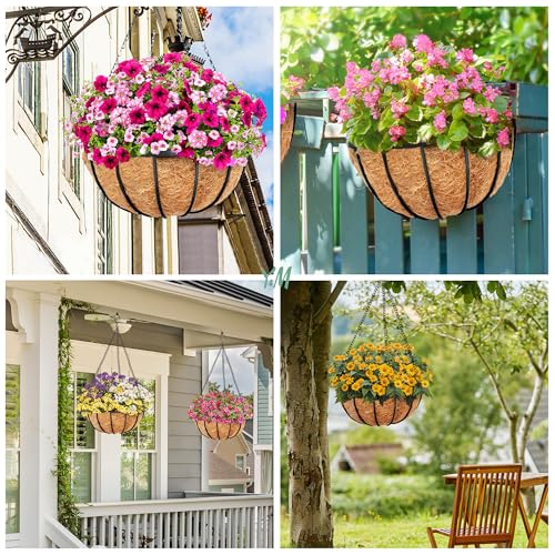 Y&M Set of 2 18 Inch Pre-Formed Round Coco Fiber Hanging Basket Liner,Coconut Liner Replacement Liner for 18'' planters - size: 18in 2P