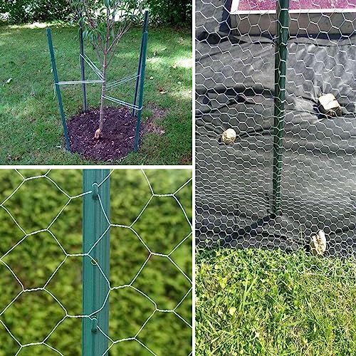5 Feet Green, Pack of 10 Metal Fence Post, for 48 Inch High Garden Welded Wire Fence U-Channel Steel Garden Post - size: 5',10 PCS