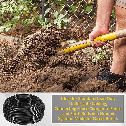 Kanayu Electric Fence Wire Double Insulated,Black,100 Ft, 14 Guage | Underground Fence Wire, Hard Core Cable, Spooled on Plastic Reel - size: 100 Ft, 14 Guage