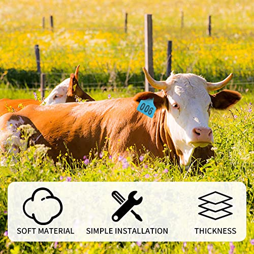 100PCS Cattle Ear Tags 001-100 Numbered Plastic Farm Identification | 4.1x3 Inch Oversize Tags for Cattle Cows Goats Sheep Pigs Hog Calf, Laser Printed Herd Management (001-100, Blue) - color: Blue