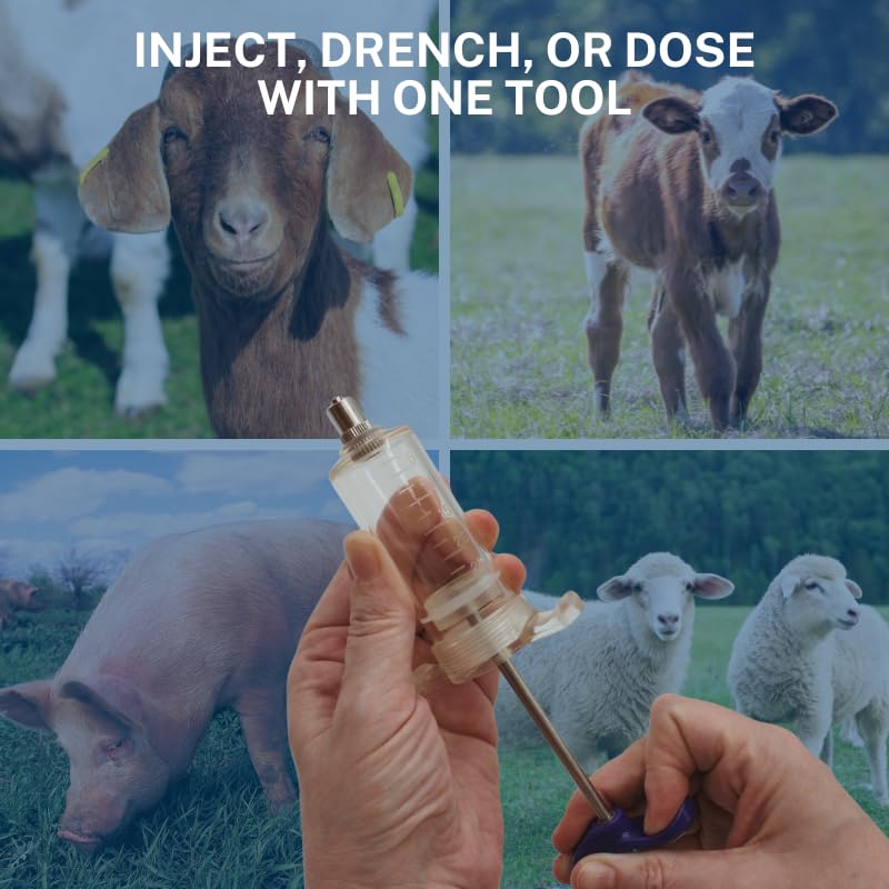 Reusable Veterinary Syringe Without Dose Nut – (30cc) - For Livestock Use | Durable Plastic Barrel | Luer-Lock & Luer-Slip Compatible | Equine, and Veterinary Use | Available in 10cc, 20cc, 30cc, 50cc - size: 30cc