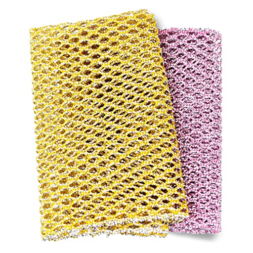 Non-Scratch Dish Scrubbers (3 Pcs) — Outlasts 7+ Sponges, Stays Odor-Free | Replace Smelly Kitchen Sponges | Non-Absorbent Mesh | Safe on Non-Stick, Cast Iron, Glass | Made in Korea Since 2012 | Odor-resistant mesh, quick-drying, safe for coated cookware,