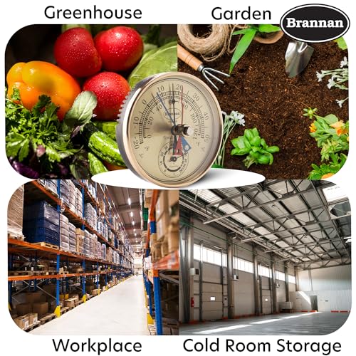 Brannan Max Min Thermometer and Hygrometer - Ideal Greenhouse Thermometer and Humidity Meter to Monitor Maximum and Minimum Temperatures and Humidity Easily Wall Mounted