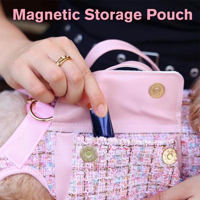 Dog Lift Harness Backpack for Small Dogs Cats, Adjustable Straps Dog Sling Carrier Full Body for Hiking, Travel, Outdoor – Pink Large - size: Large(10-12LBS)
