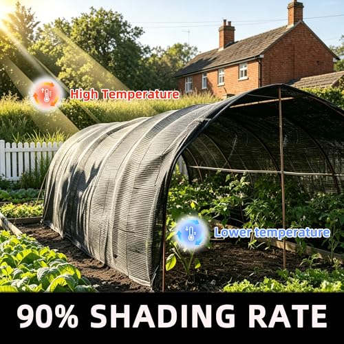 8x10 FT Shade Cloth for Garden, 90% Sun Shade Covers Black, UV Resistant Shade Tarps for Outdoors, Patios, Balcony, Plant, Chicken Coop, Dog Kennel - size: 8x10FT
