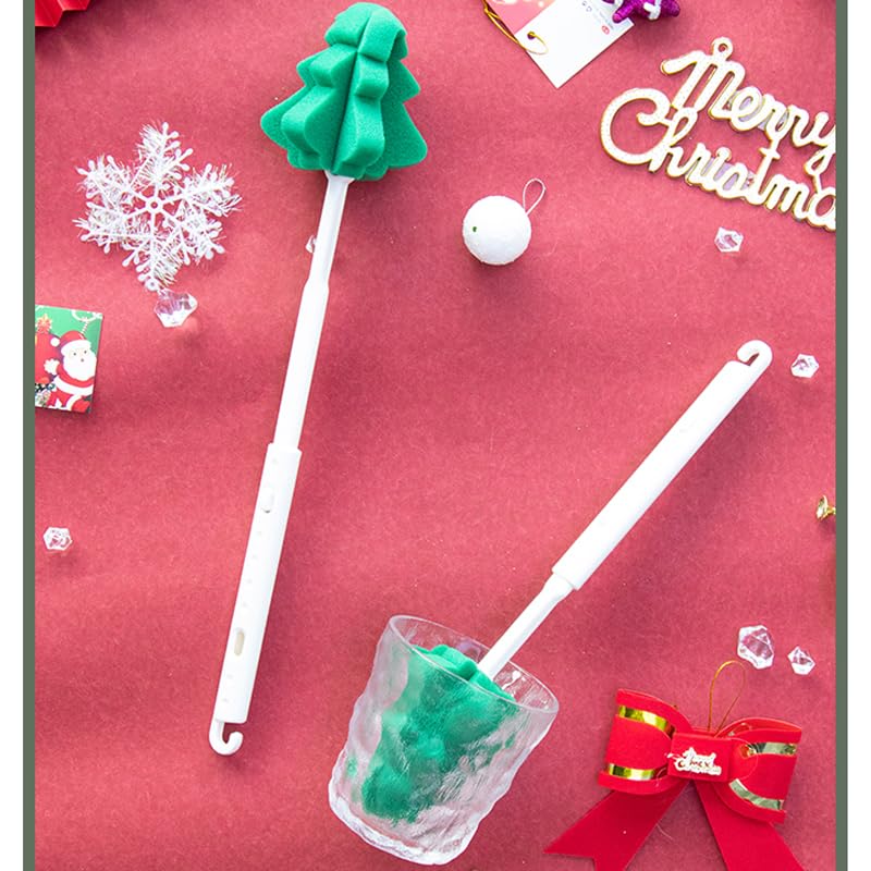 Bottle Soft Brushs Sponge Bottle Brushes 2 Pcs with 2 Pcs Traceless Hook | Adjustable Handles Cleaning Brushs Set For Wine Glasses and Bottles