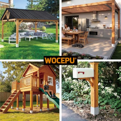 Stainless Steel Adjustable (Range 3.3"-6") Post Protector, Protects Wooden Mailboxes and Fences from Lawnmower and rain Damage (White, 1 Set) - color: White, size: 1 set