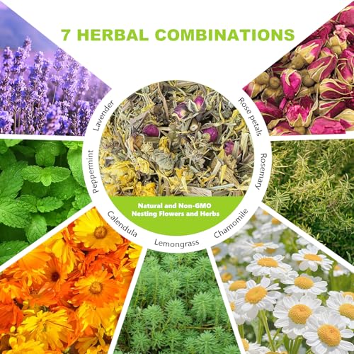 20 Oz Chicken Nesting Herbs Vacuum-Packed (1.25lb) - Natural 7 Dried Herbs for Chicken Coop Freshness, Promote Egg Laying, Hen Treats for Coops - Nesting Box Herbs
