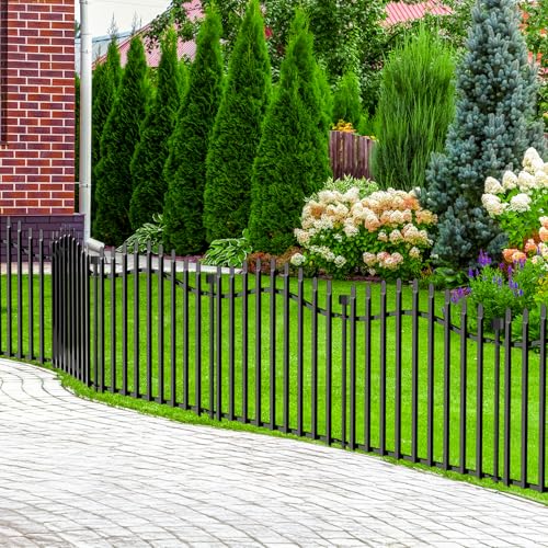 No Dig Garden Fence 24" H x 22.5'L Decorative Yard Dog Outdoor Panels - size: 24 in(H)