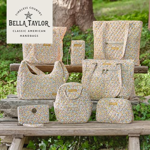 Bella Taylor Large Tote, Quilted Shoulder Bag for Women | Lightweight, 6-pocket large quilted purse, machine washable, zippered top, ultimate organization, durable construction - color: Prairie Meadow
