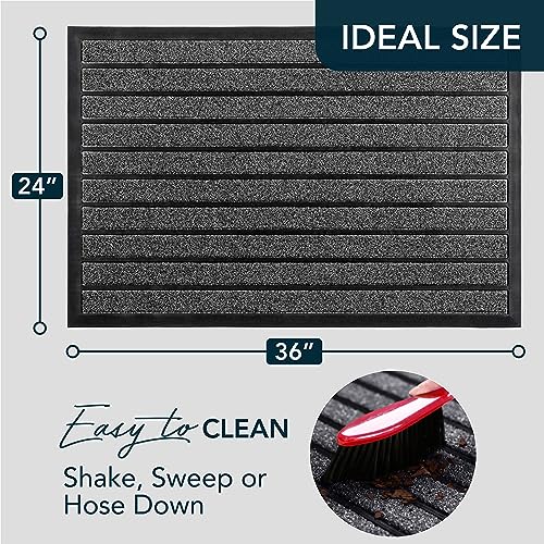 ubdyo Extra Durable Door Mat Outside Entrance (36" x 24", Bright Grey) | Dirt Trapping, Non-Slip Backing, Indoor or Outdoor Use, Welcome Mat, Low Profile, Natural Rubber, Stain Fade Resistant - color: Bright Grey, size: 36" x 24" (Rectangular)