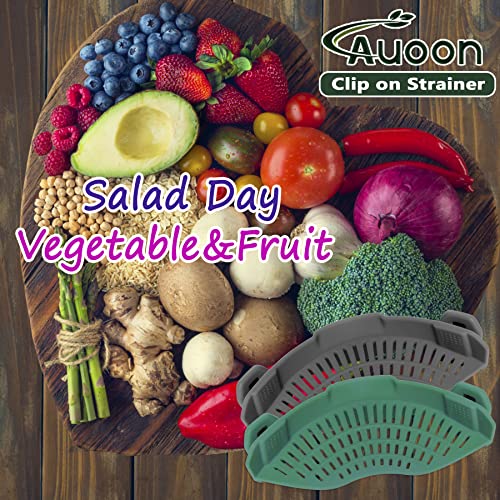 AUOON Clip On Strainer Silicone for Pots, Standard 8.86 x 3.55in, Sea Blue | Food-grade BPA-free, Fits Pots Pans Bowls, Dishwasher Safe, for Pasta Noodles Vegetable Fruits, Space-saving Kitchen Gadget - color: Sea Blue, size: Standard 8.86 x 3.55 in