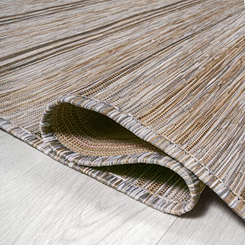 JONATHAN Y Wide Stripe Indoor Outdoor Runner Rug 2X8 Brown/Natural, Bo Modern Farmhouse for Backyard, Patio, Porch, Easy-Cleaning, High Traffic, Pet-Friendly, Non-Shedding (TSN101A-28) - size: 2'2" x 8' (Runner)